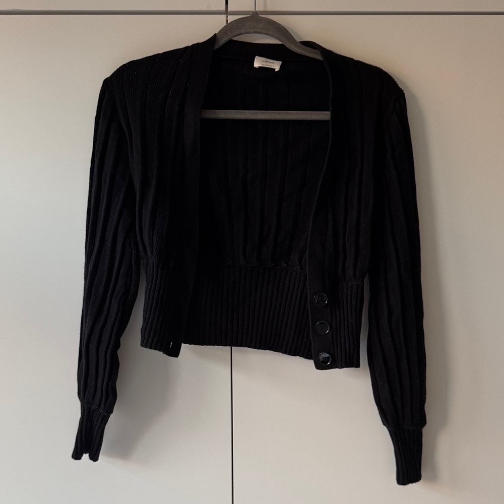 Aritzia Black Ribbed Deep Plunge Cardigan